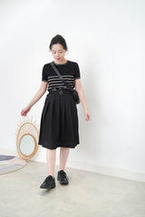 Black stripes thin knit top