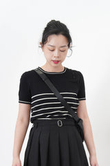 Beige stripe thin knit top