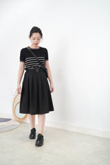 Black stripes thin knit top