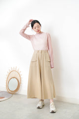 Pink soft sheer top in stand collar