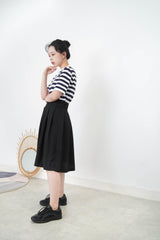 Navy Stripes top w/ waved fringe