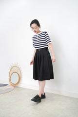 Navy Stripes top w/ waved fringe