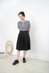 Navy Stripes top w/ waved fringe