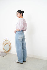 Purple pleats blouse in ruffle fringe