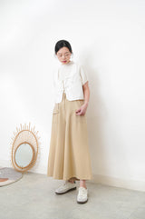 Camel wide leg palazzo w/ pocket buttons
