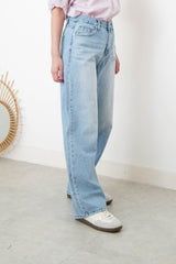 Blue wash out straight cut jeans