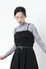 Blue marble print turtle neck top