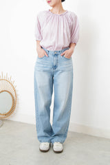 Purple pleats blouse in ruffle fringe