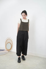 Khaki knit vest in side button