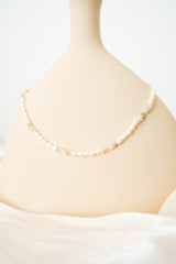 Pearl necklace w/ green beads