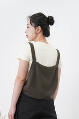 Khaki knit vest in side button