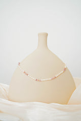 Pearl necklace w/ pink beads