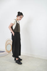 Khaki knit vest in side button