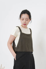 Ivory knit vest in side button