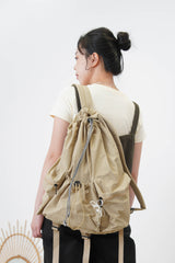 Khaki knit vest in side button