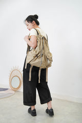 Khaki knit vest in side button