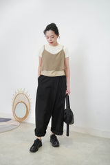 Beige 2 ways cami vest in double layers