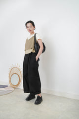 Beige 2 ways cami vest in double layers