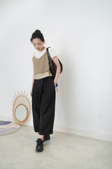 Beige 2 ways cami vest in double layers