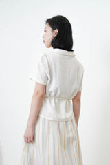 White blazer top in overlap style