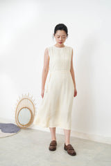 Butter yellow chiffon dress w/ elastic waist details