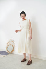 Butter yellow chiffon dress w/ elastic waist details