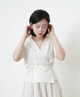 White blazer top in overlap style