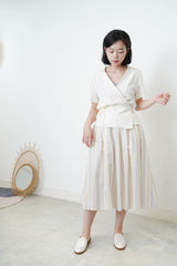 White blazer top in overlap style