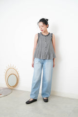 Checked pleats vest ruffle fringe