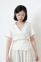 White blazer top in overlap style