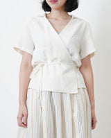 White blazer top in overlap style