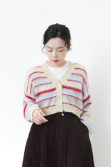 Red stripes cardigan in crop cut