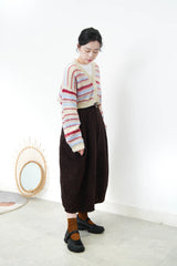 Red stripes cardigan in crop cut