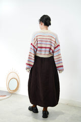 Red stripes cardigan in crop cut