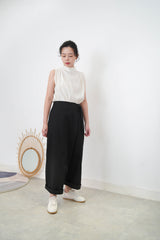 Ivory high neck blouse in pleats shoulders