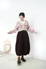 Red stripes cardigan in crop cut