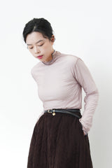 Dusty pink mesh top w/ contrast fringe