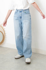 Blue wash out straight cut jeans