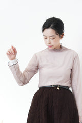 Dusty pink mesh top w/ contrast fringe