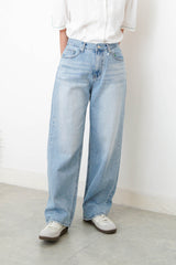 Blue wash out straight cut jeans