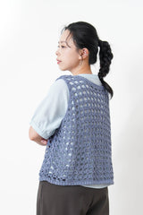 Blue crochet vest