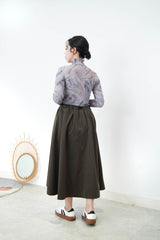 Blue marble print turtle neck top