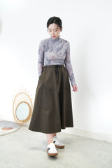 Blue marble print turtle neck top
