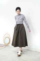 Army green A cut skirt w/ belt