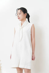 White v neck linen jumpsuit