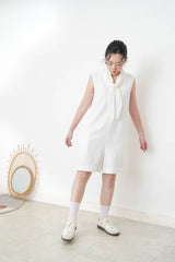 White v neck linen jumpsuit