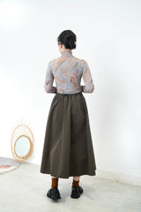 Green marble print turtle neck top