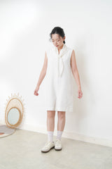 White v neck linen jumpsuit