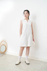 White v neck linen jumpsuit