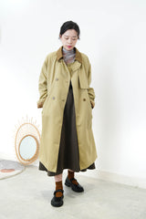 Beige duo tone patchwork trench coat